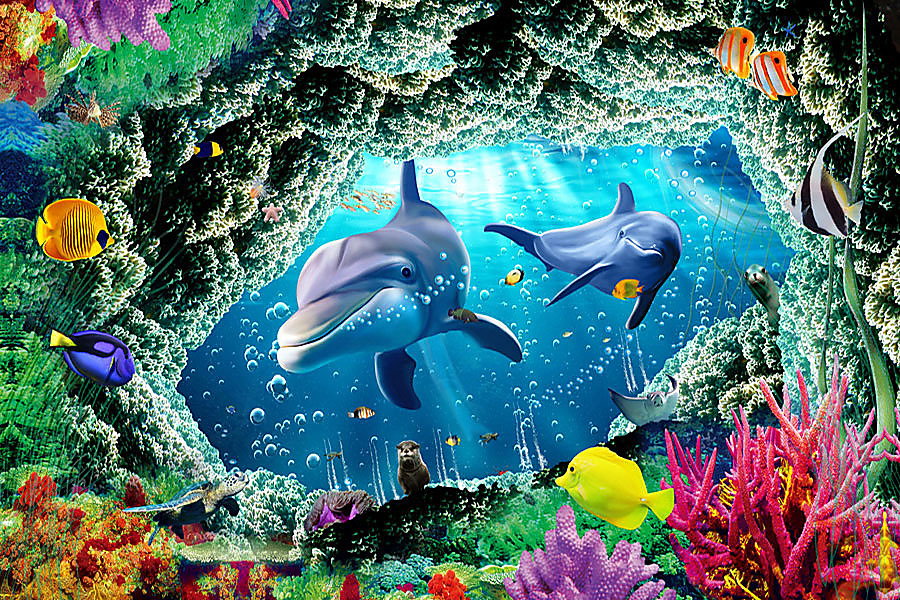 Fototapeta Delfíny medzi koralmi zs1055